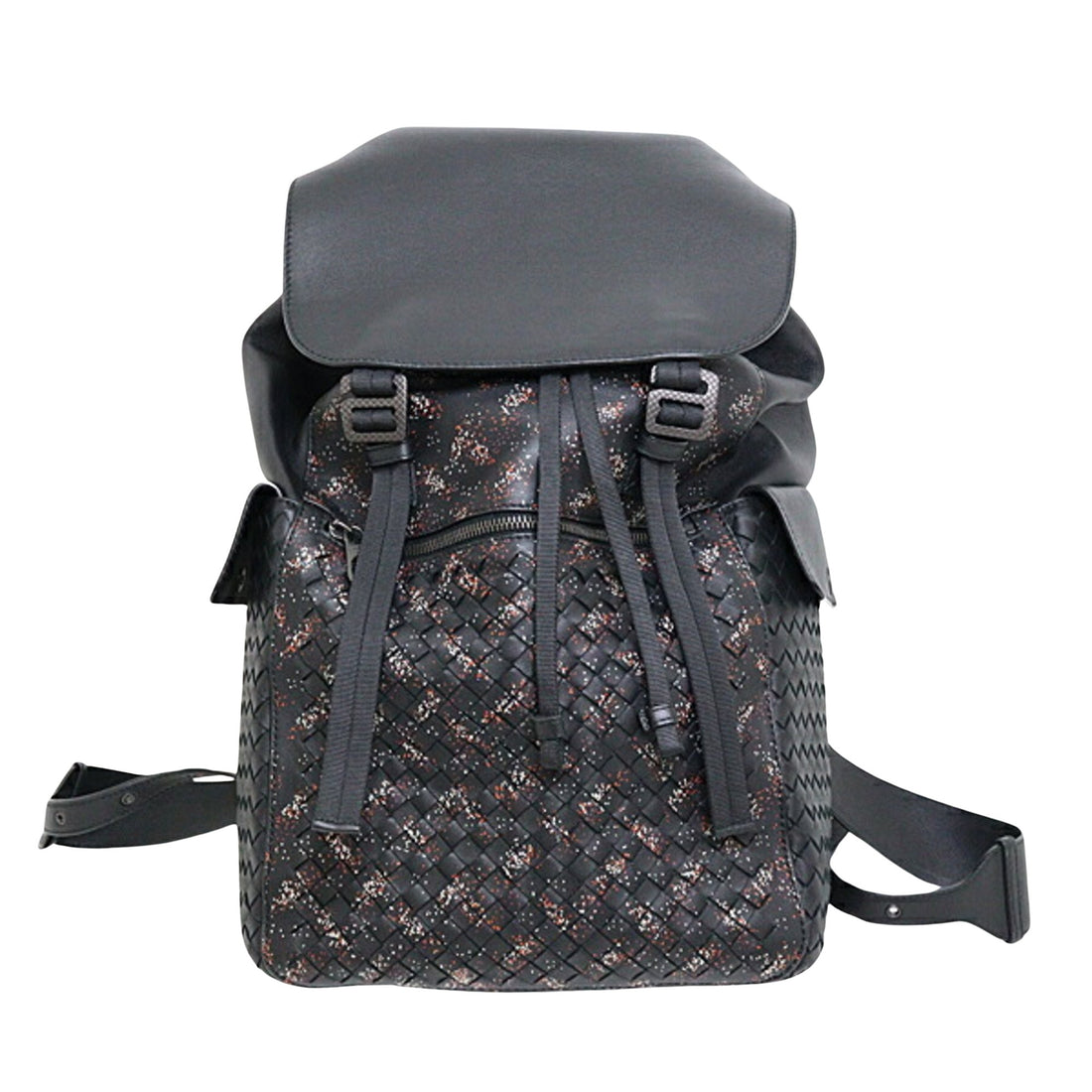 Bottega Veneta Intrecciato Black Leather Backpack Bag