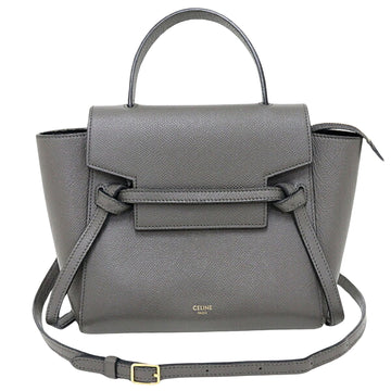 Céline Belt Grey Pony-Style Calfskin Handbag 