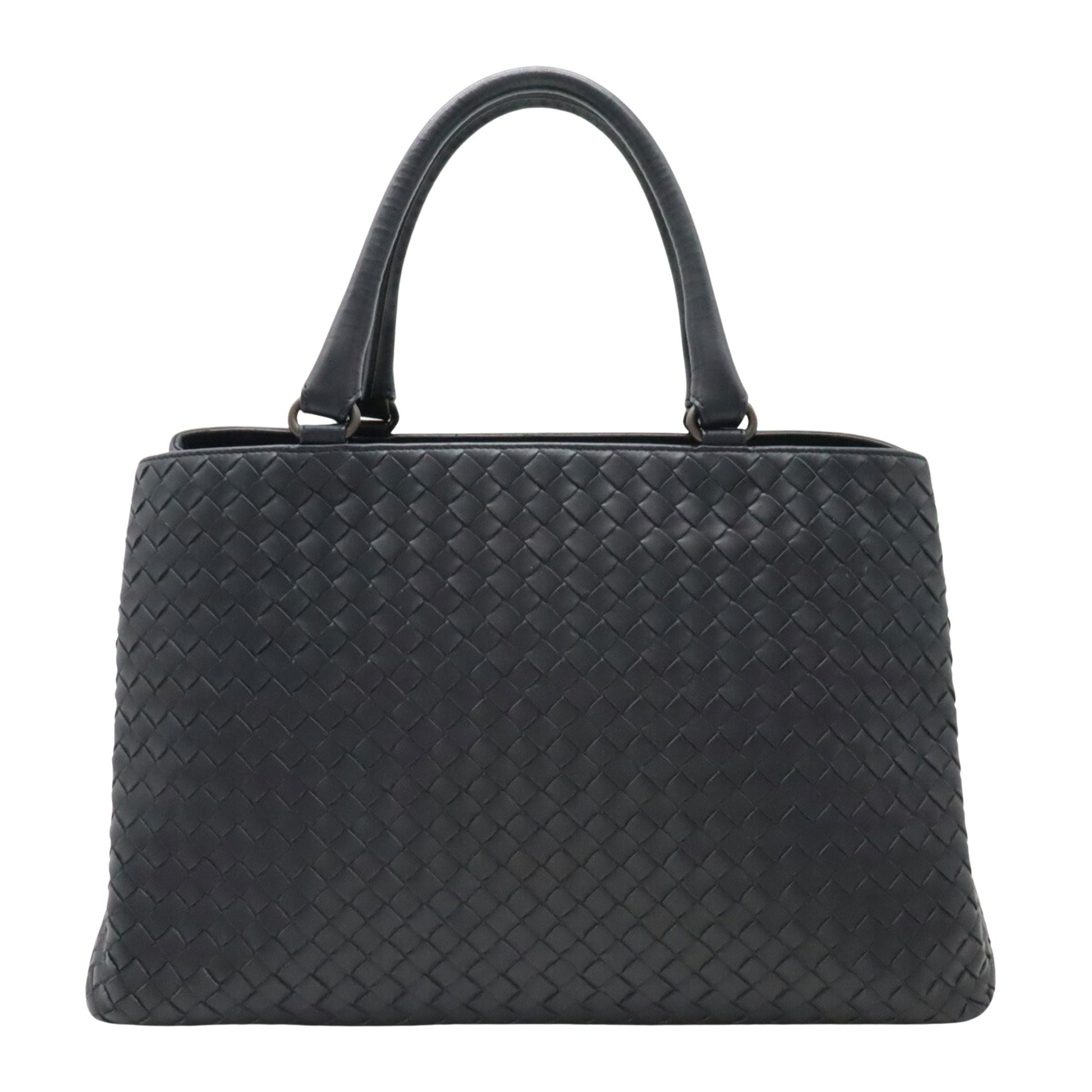 Bottega Veneta Intrecciato Navy Leather Handbag 