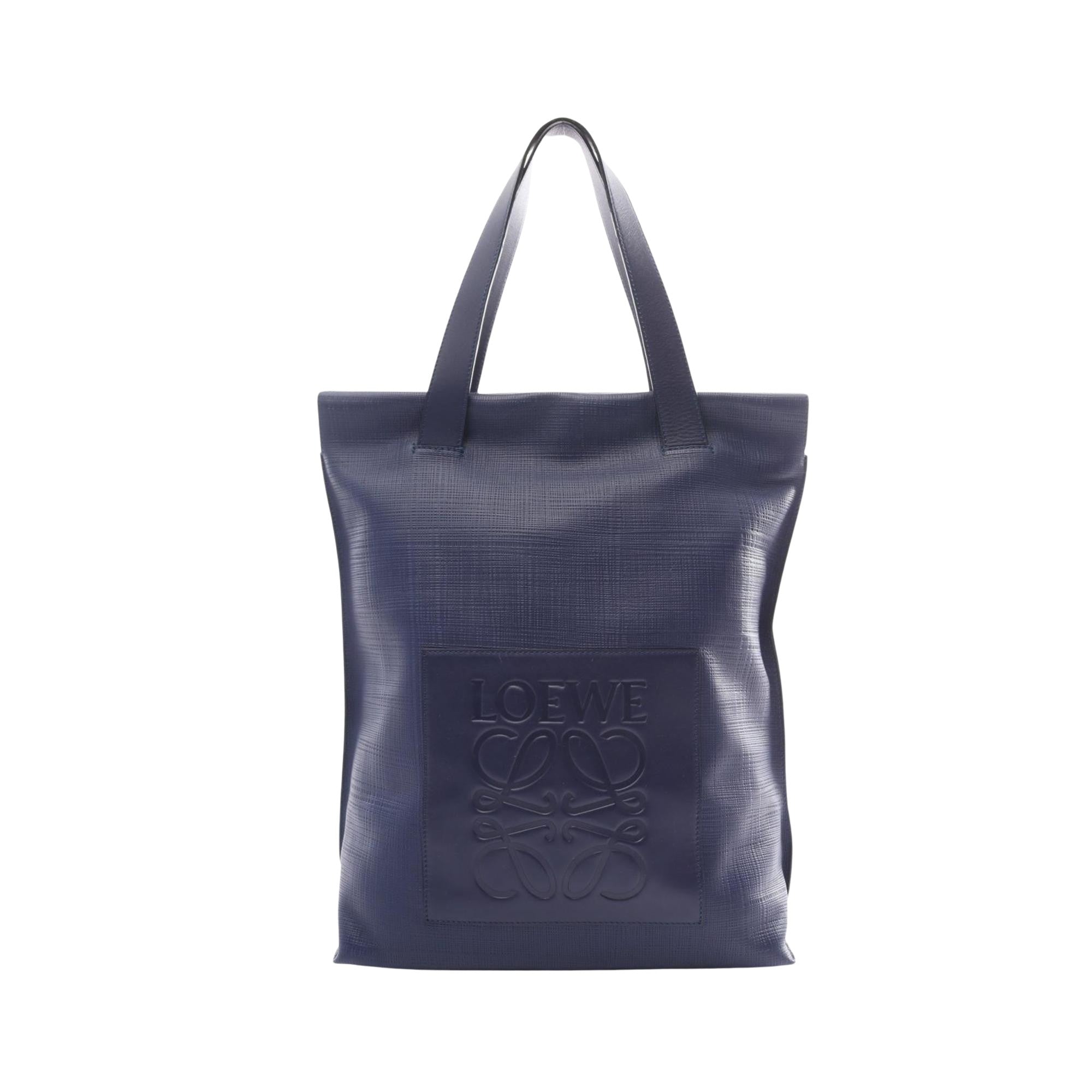 Loewe Anagram Navy Leather Tote Bag