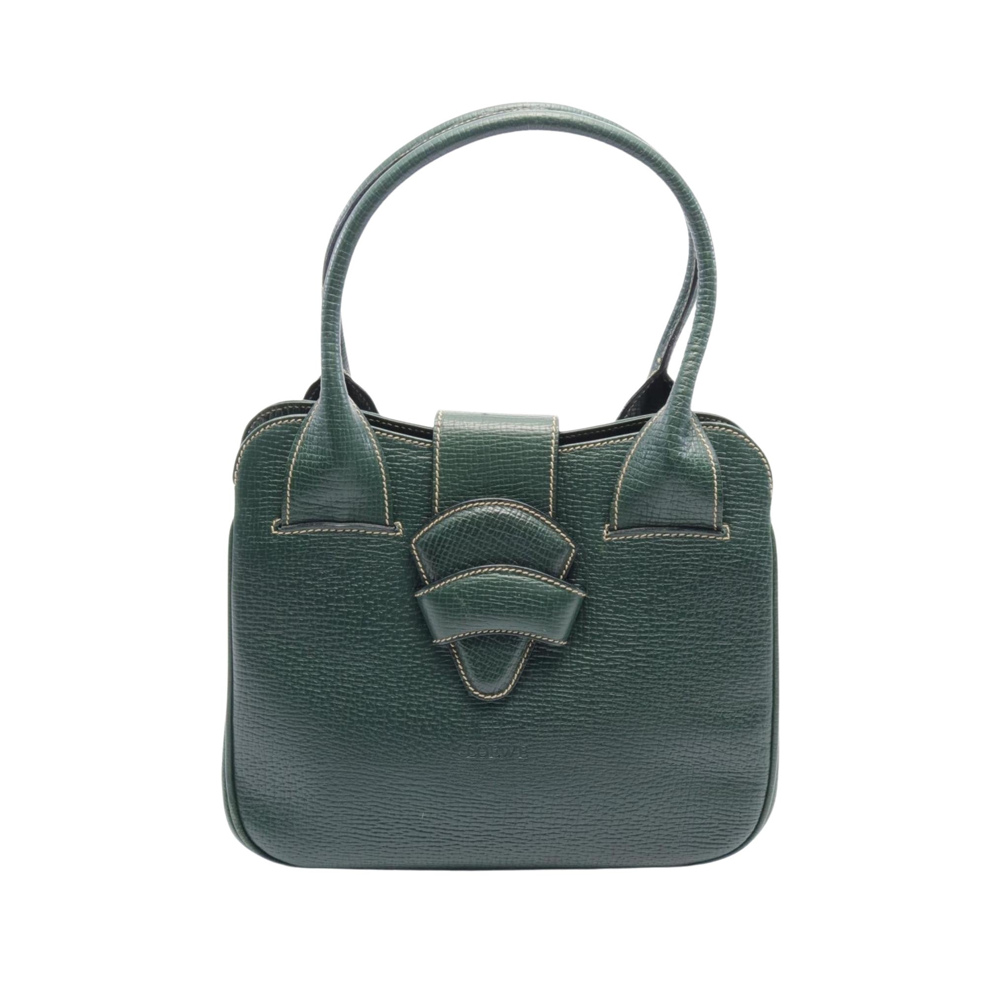 Loewe Barcelona Green Leather Handbag 