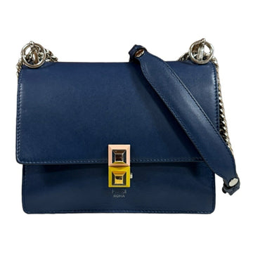 Fendi Kan I Navy Leather Shoulder Bag