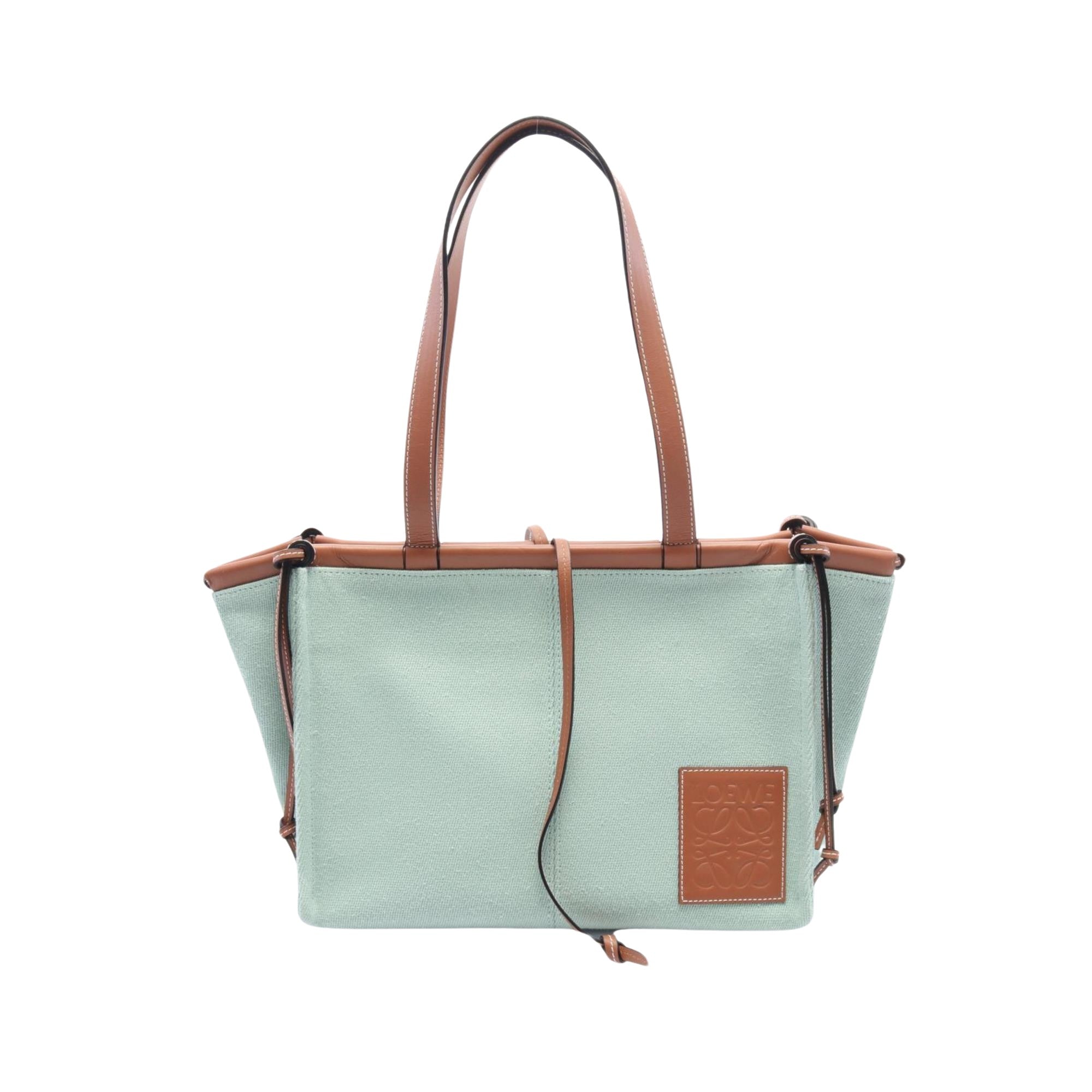 Loewe Cushion Green Canvas Tote Bag