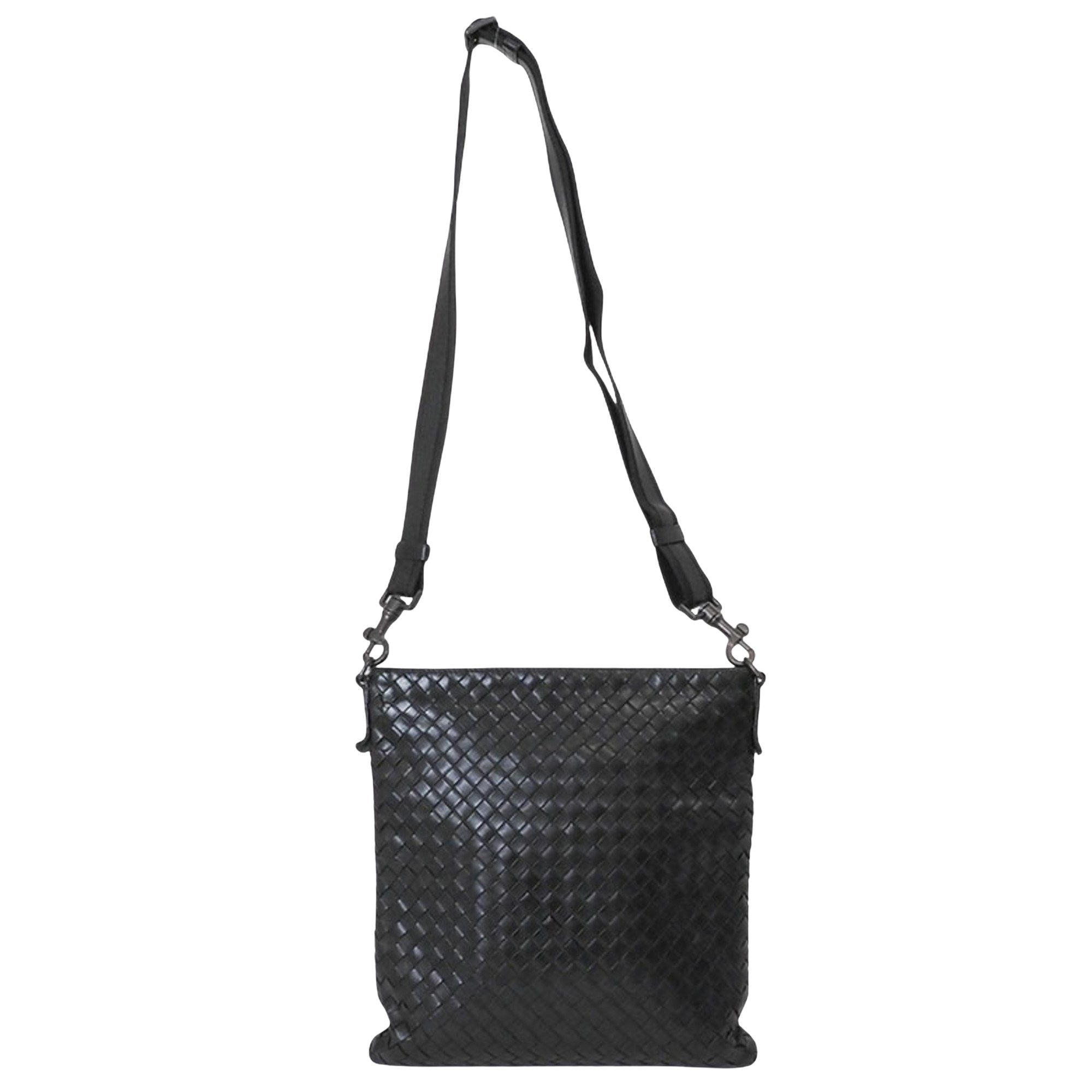 Bottega Veneta Intrecciato Black Leather Shopper Bag