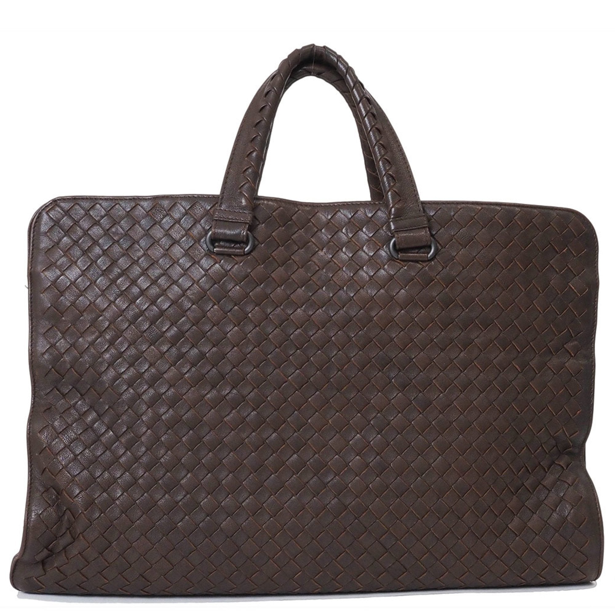 Bottega Veneta Intrecciato Brown Leather Briefcase Bag