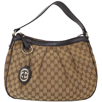 Gucci Sukey Camel Canvas Shoulder Bag