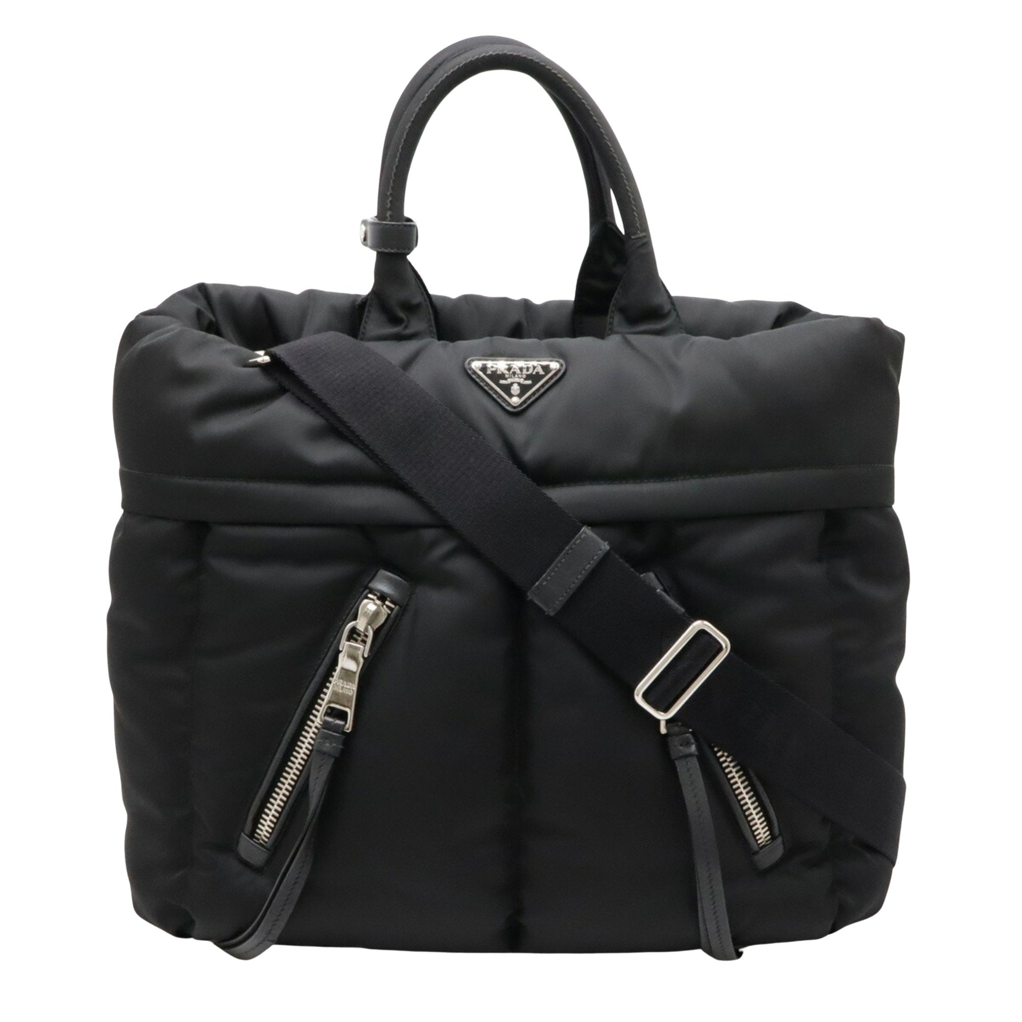 Prada Bomber Black Synthetic Tote Bag