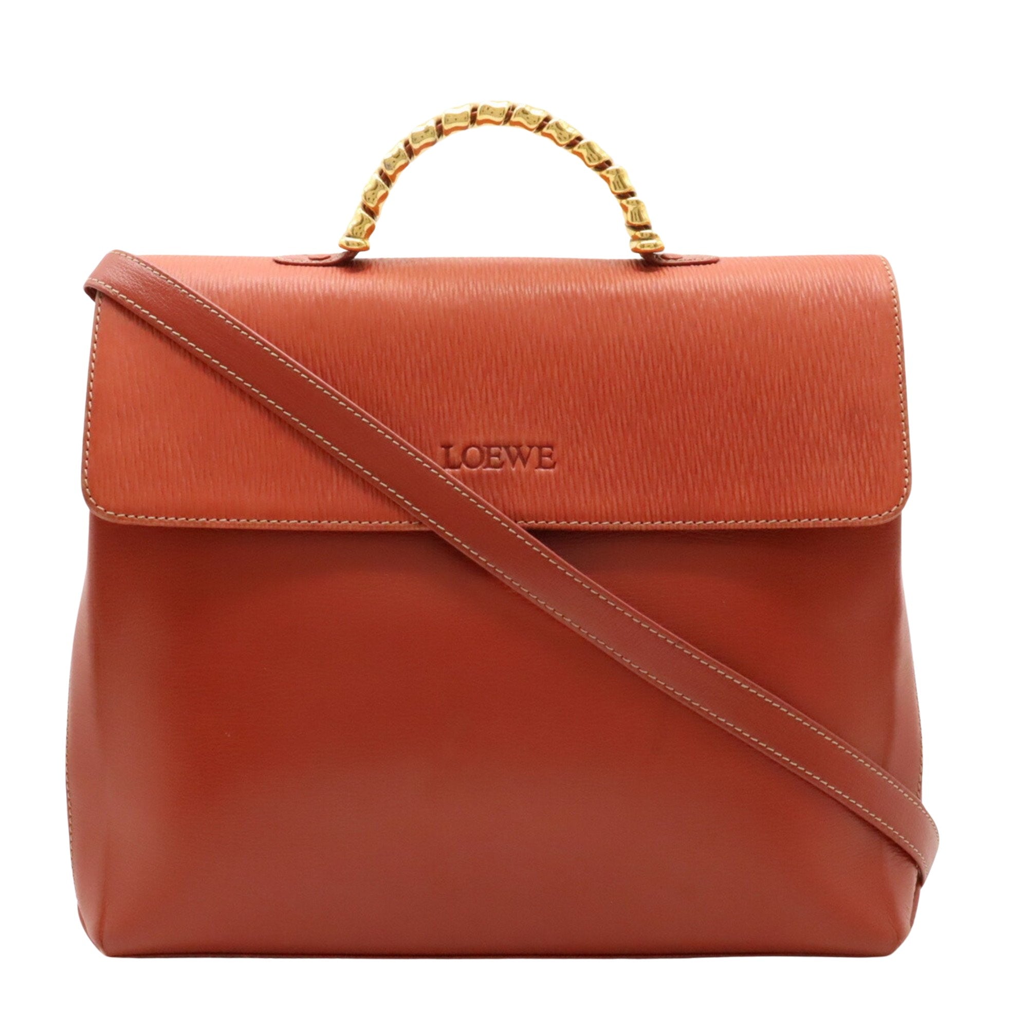 Loewe Velazquez Orange Leather Shoulder Bag