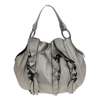 Prada Hobo Grey Leather Shoulder Bag