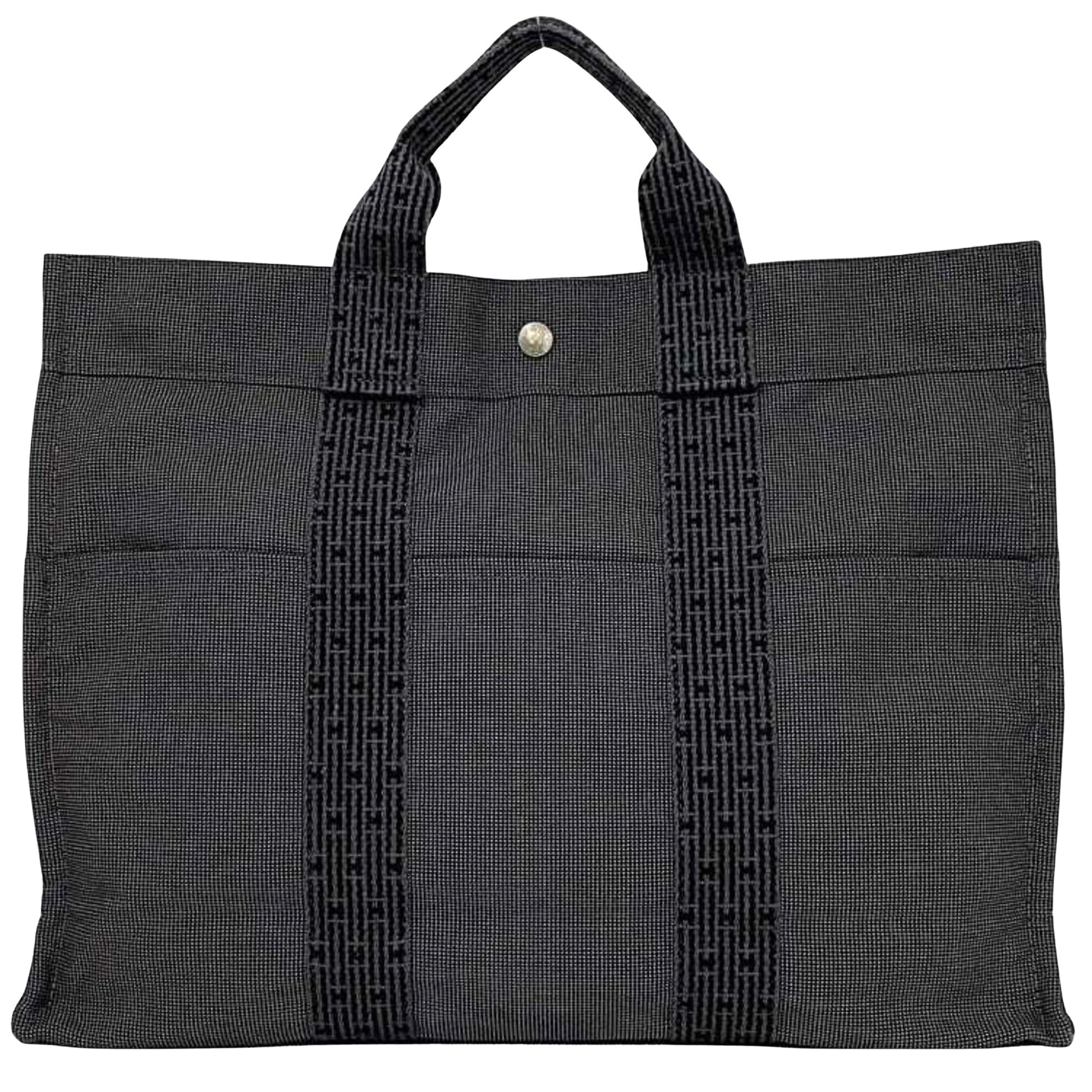 Hermès Herline Grey Canvas Tote Bag