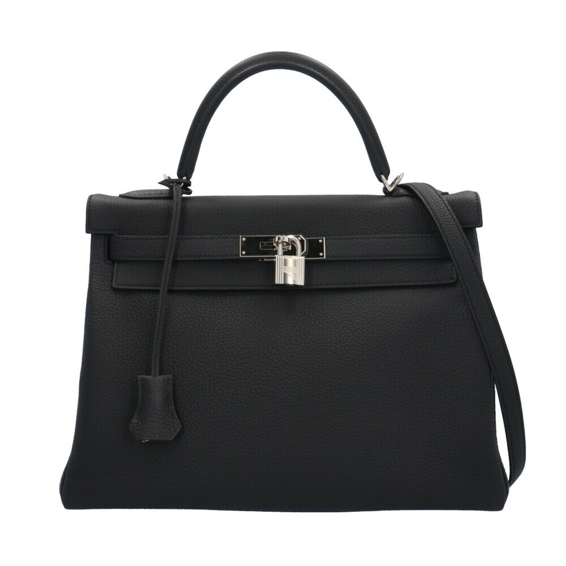 Hermès Kelly Black Leather Shopper Bag