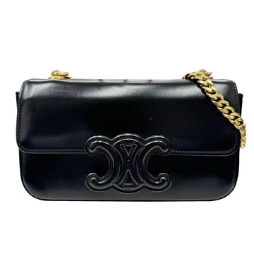 Céline Triomphe Vintage Black Leather Shopper Bag