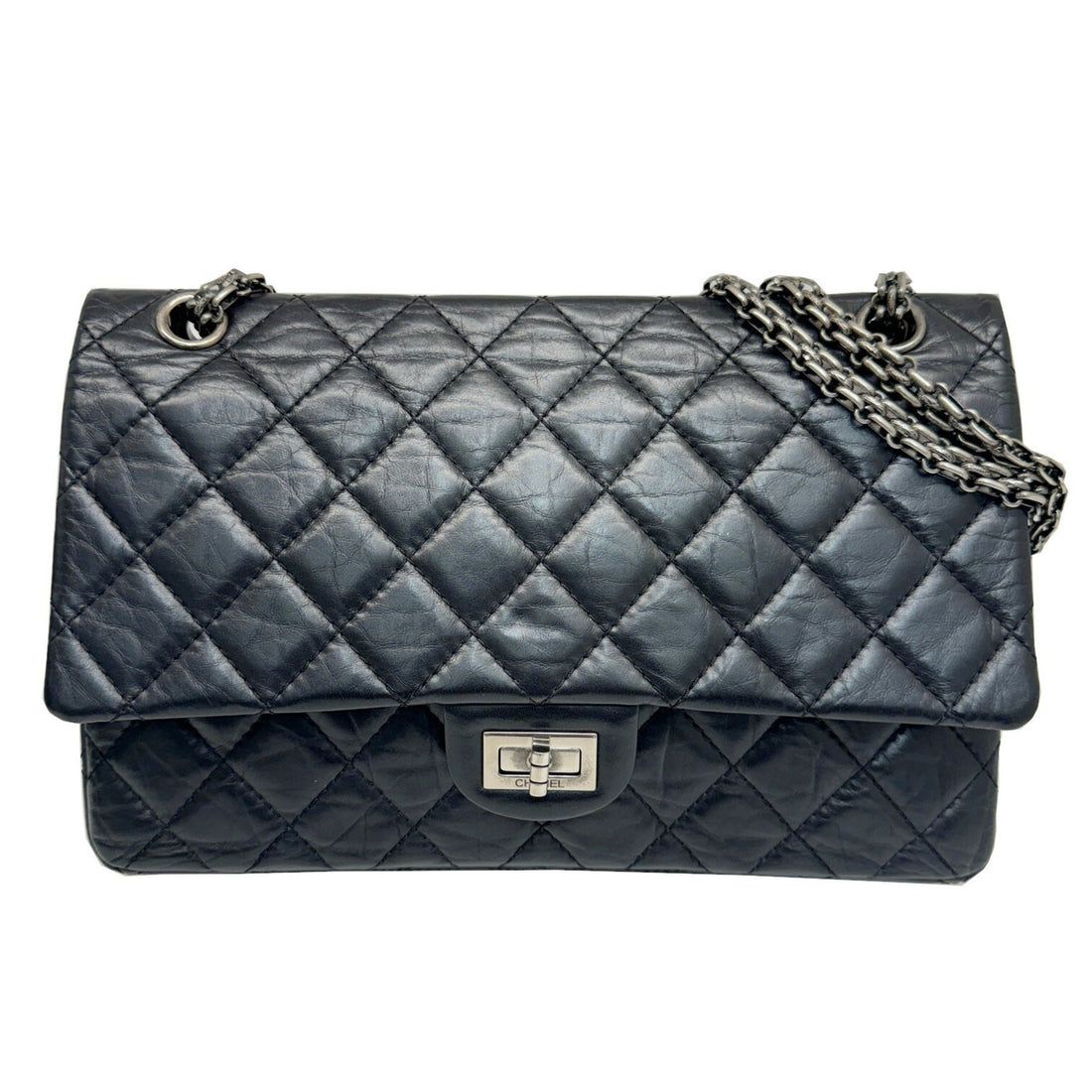 Chanel 2,55 Black Calfskin Shoulder Bag