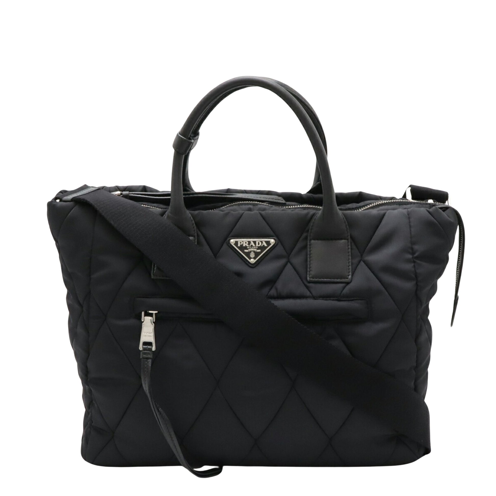 Prada Matelassé Black Synthetic Tote Bag