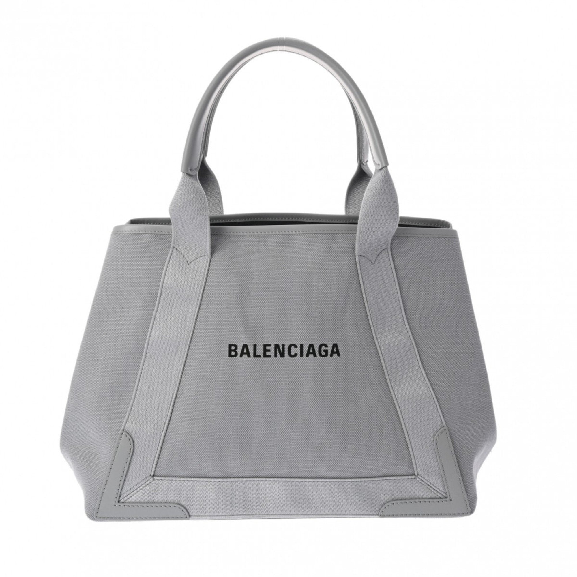 Balenciaga Navy Cabas Grey Canvas Handbag 