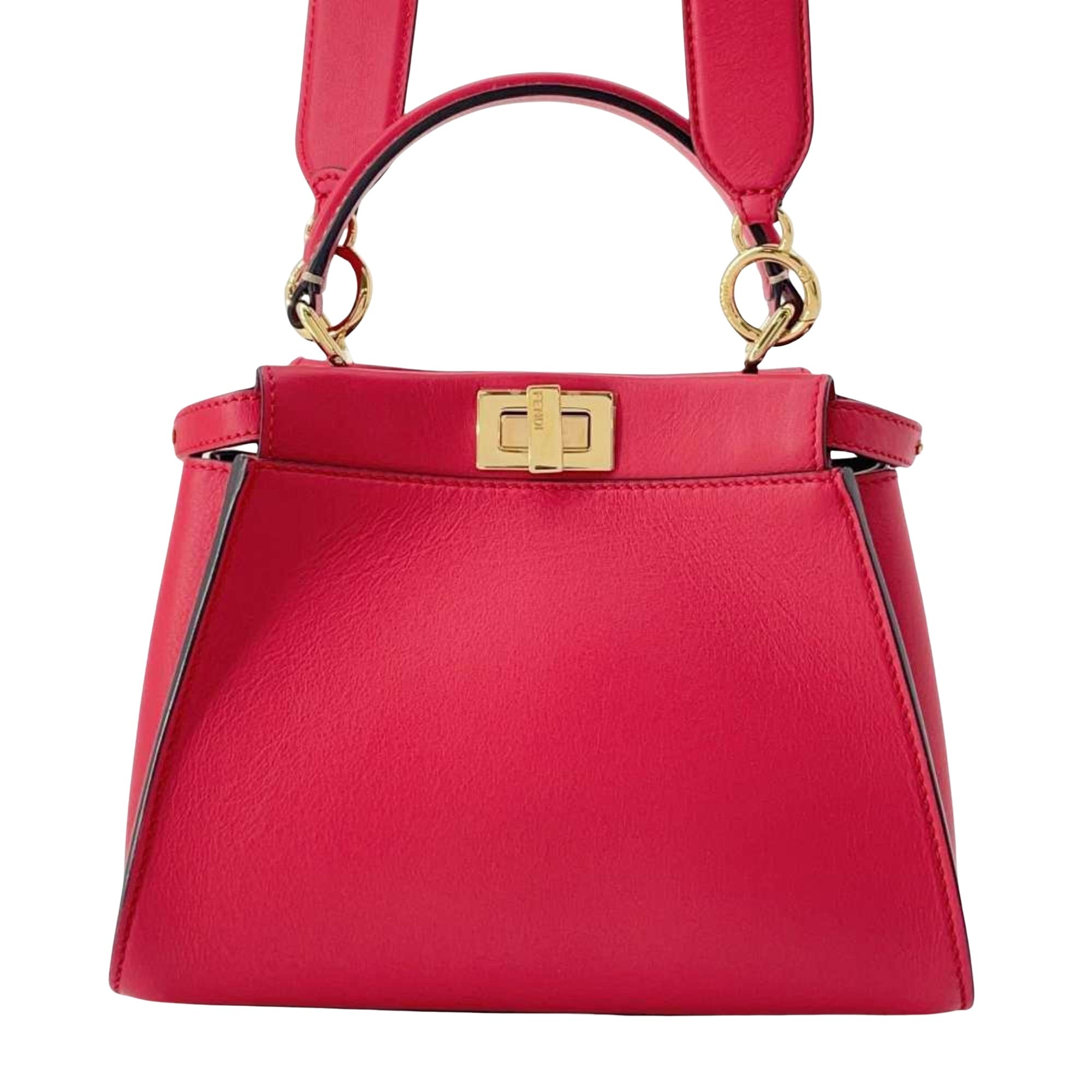 Fendi Peekaboo Red Leather Handbag 