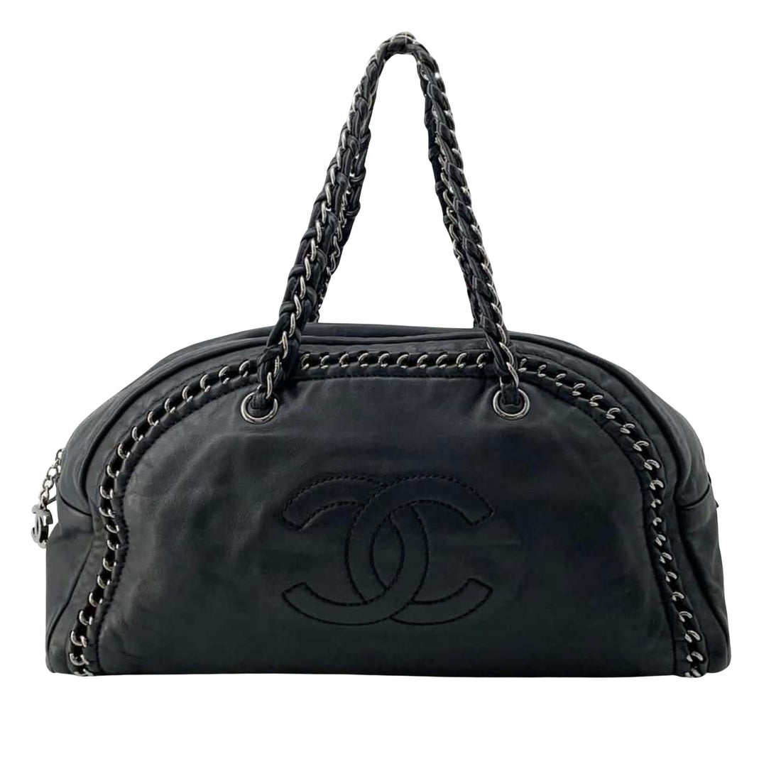 Chanel Luxury line Black Leather Shoulder Bag