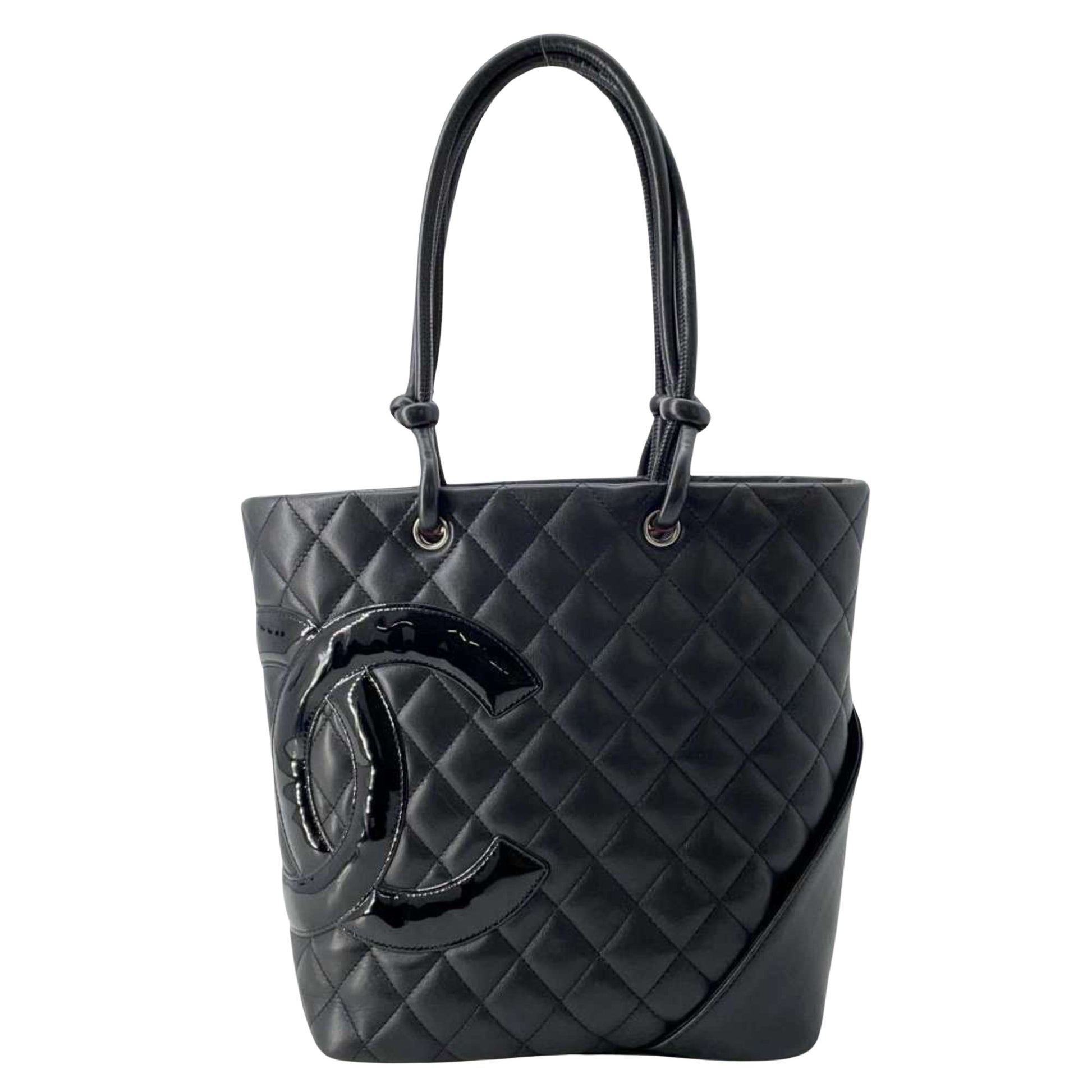 Chanel Cambon Black Leather Tote Bag