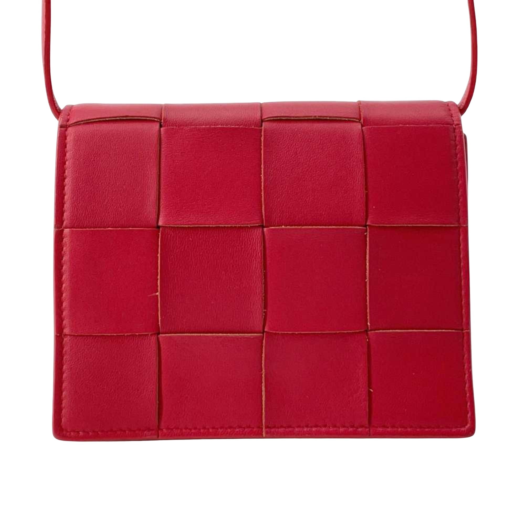 Bottega Veneta Cassette Red Leather Shoulder Bag