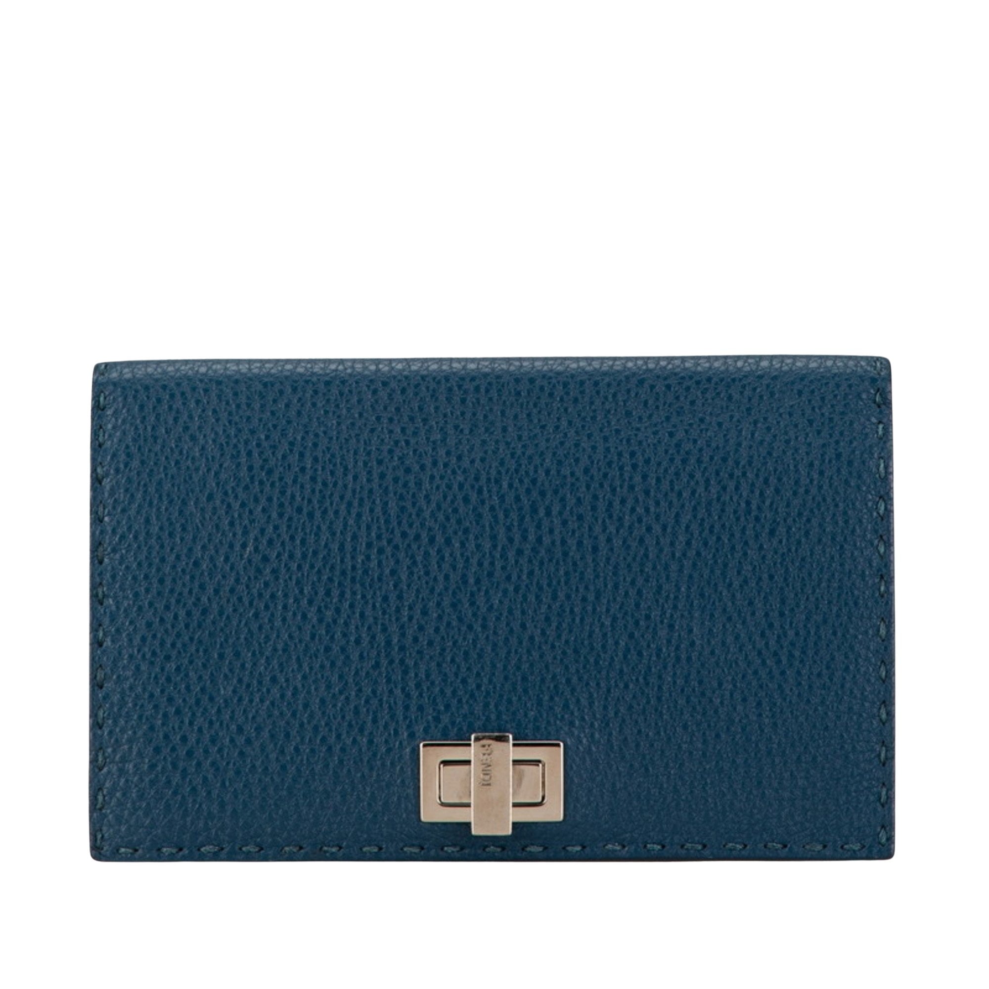 Fendi Peekaboo Blue Leather Wallet 