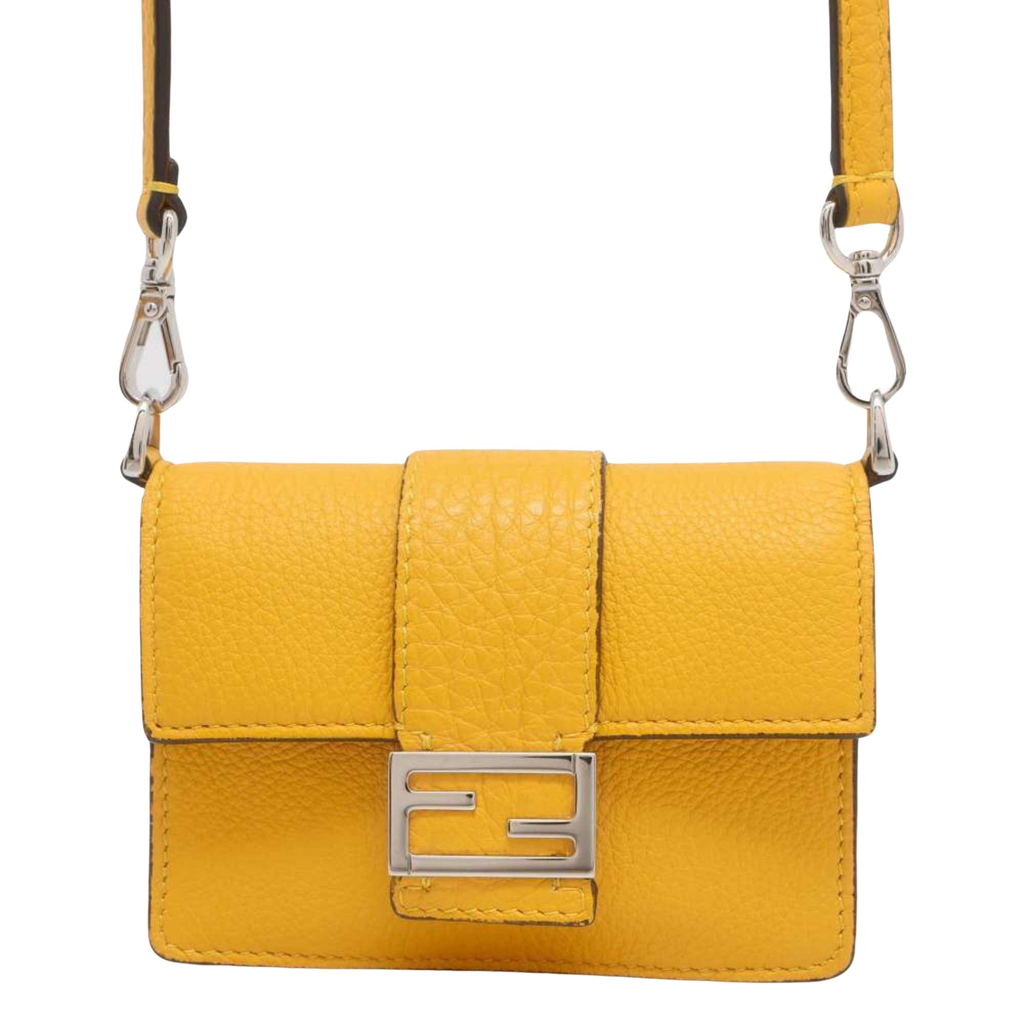 Fendi Mamma Baguette Yellow Leather Wallet 