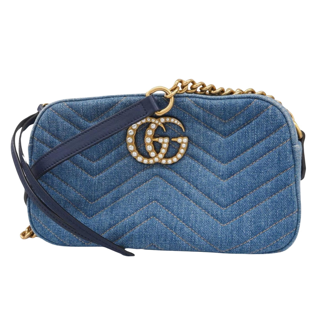 Gucci Marmont PM Shoulder bag Blue Denim - Jeans Shoulder Bag