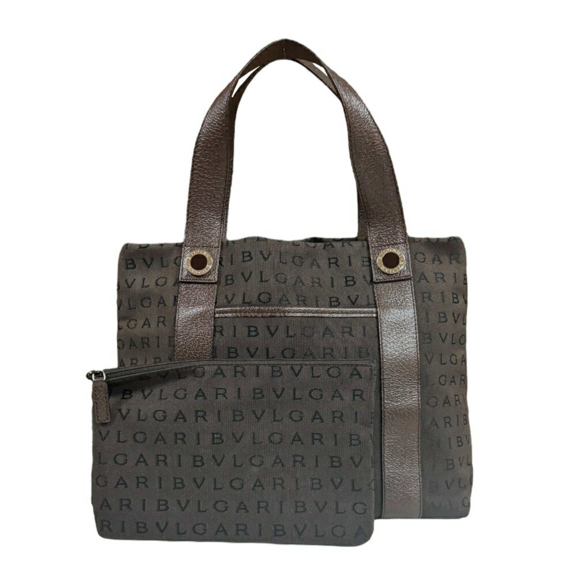 Bulgari Logo mania Brown Canvas Handbag 