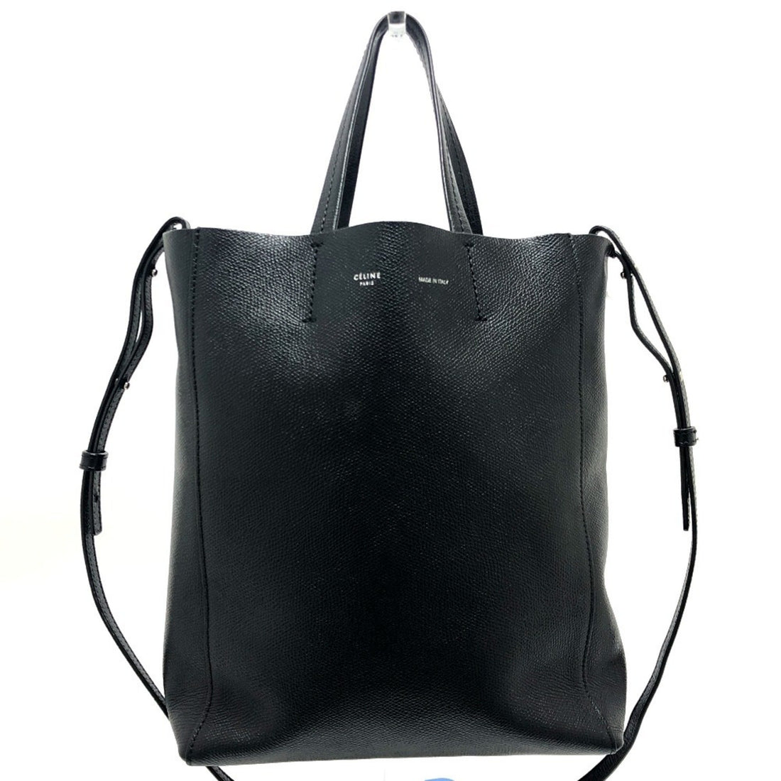 Céline Cabas Vertical Black Leather Tote Bag