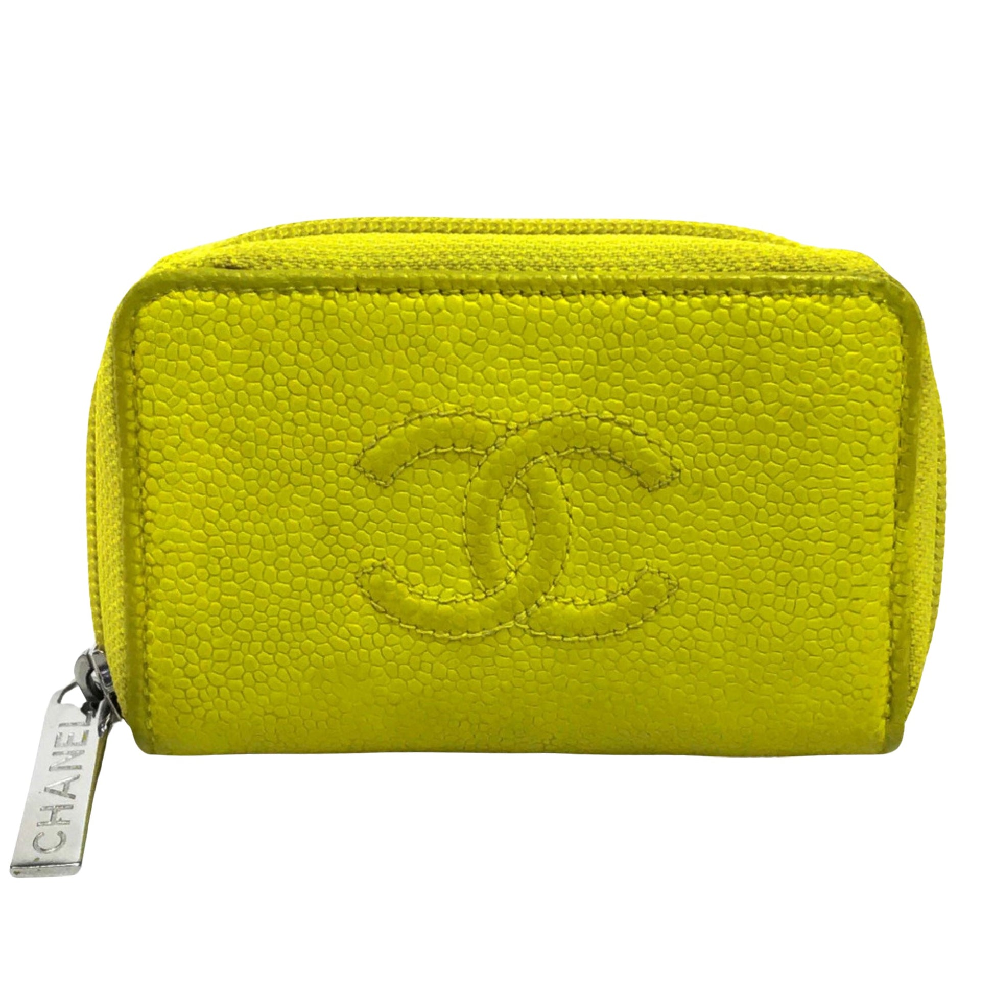 Chanel Logo CC Yellow Leather Wallet 