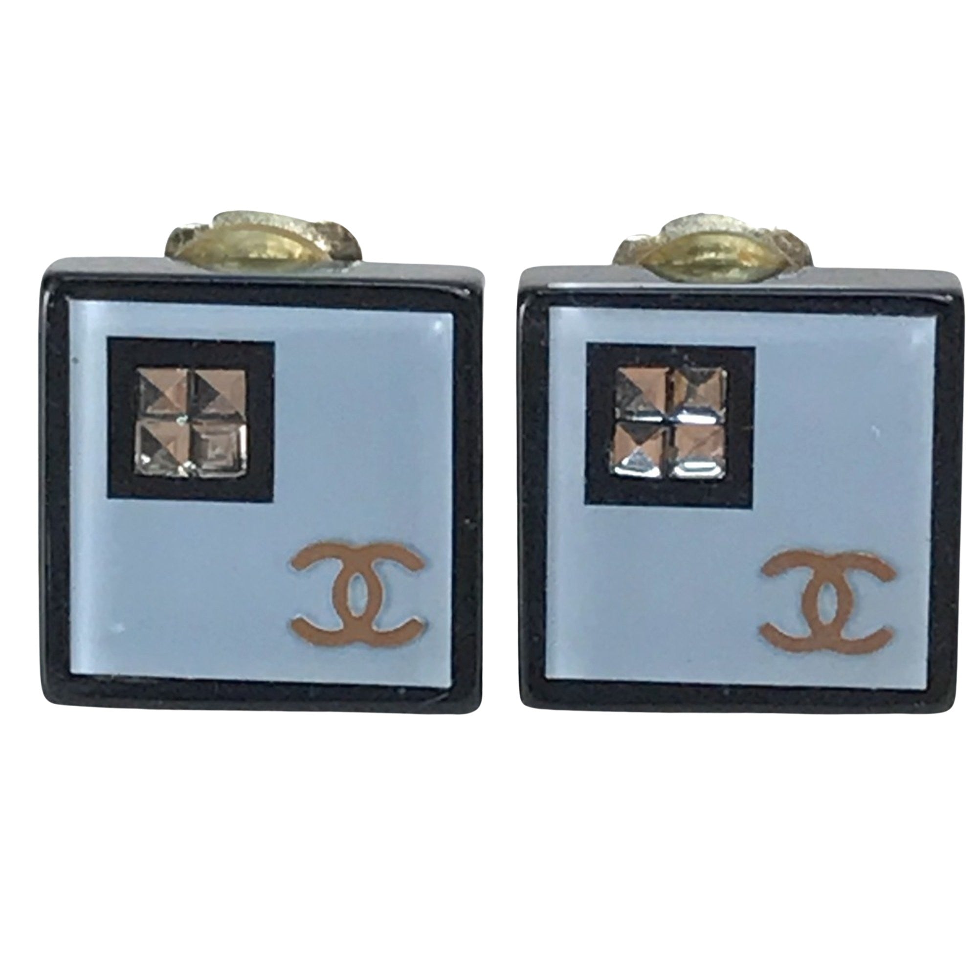 Chanel Coco Mark Blue Plastic Earring 