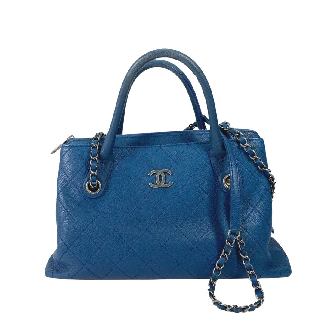 Chanel Timeless Blue Leather Handbag 