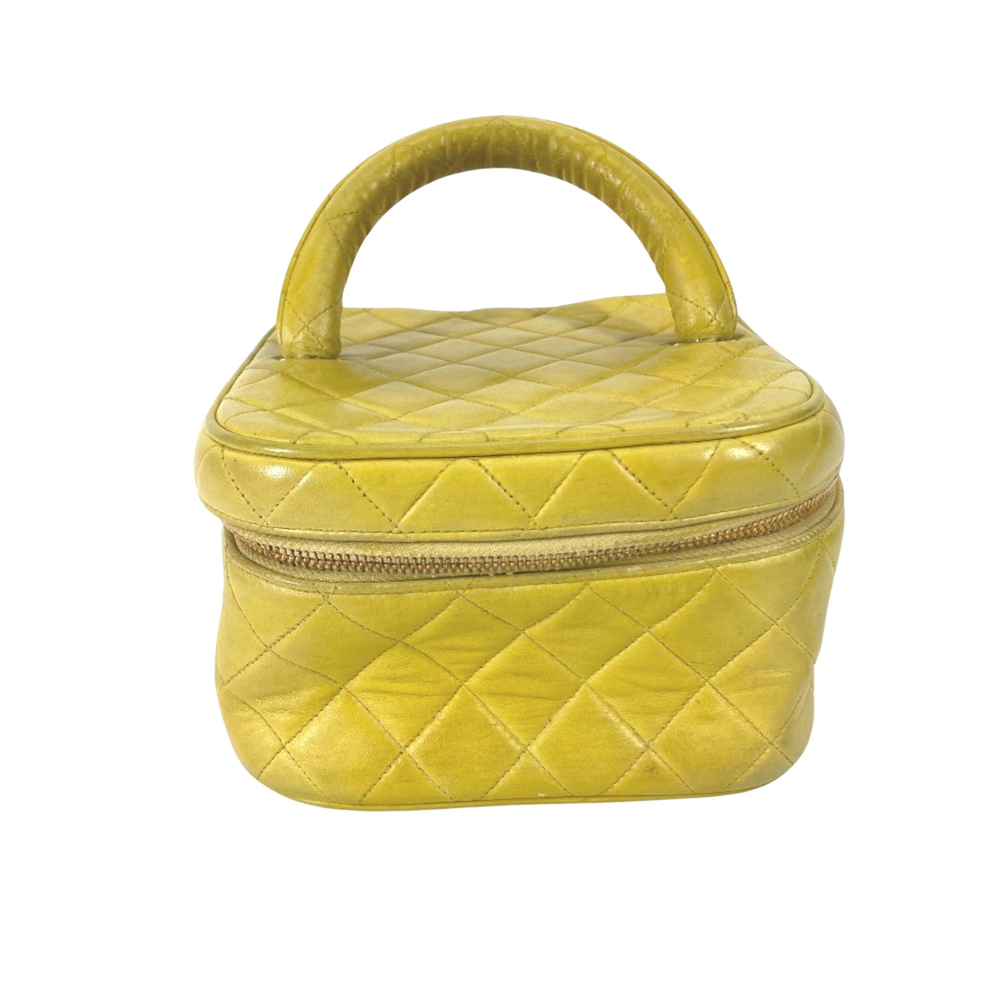 Chanel Vanity Yellow Leather Handbag 