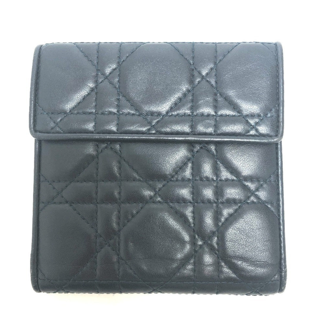 Dior Cannage Lady Navy Leather Wallet 