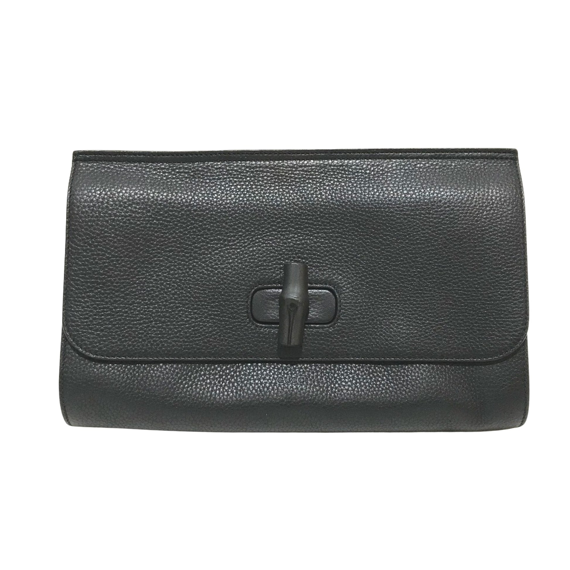 Gucci Bamboo Black Leather Clutch Bag