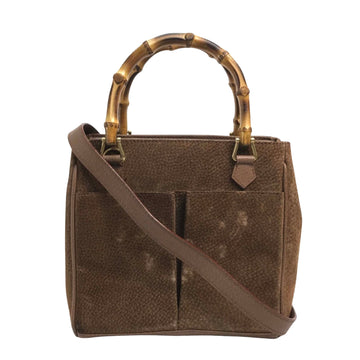 Gucci Bamboo Brown Suede Handbag 