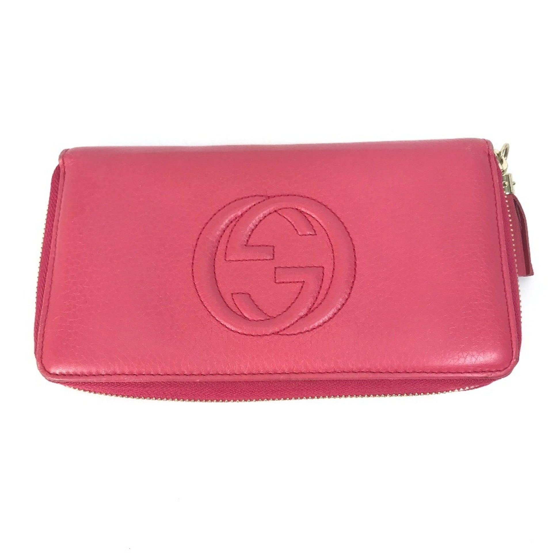 Gucci Zip around Pink Leather Wallet 