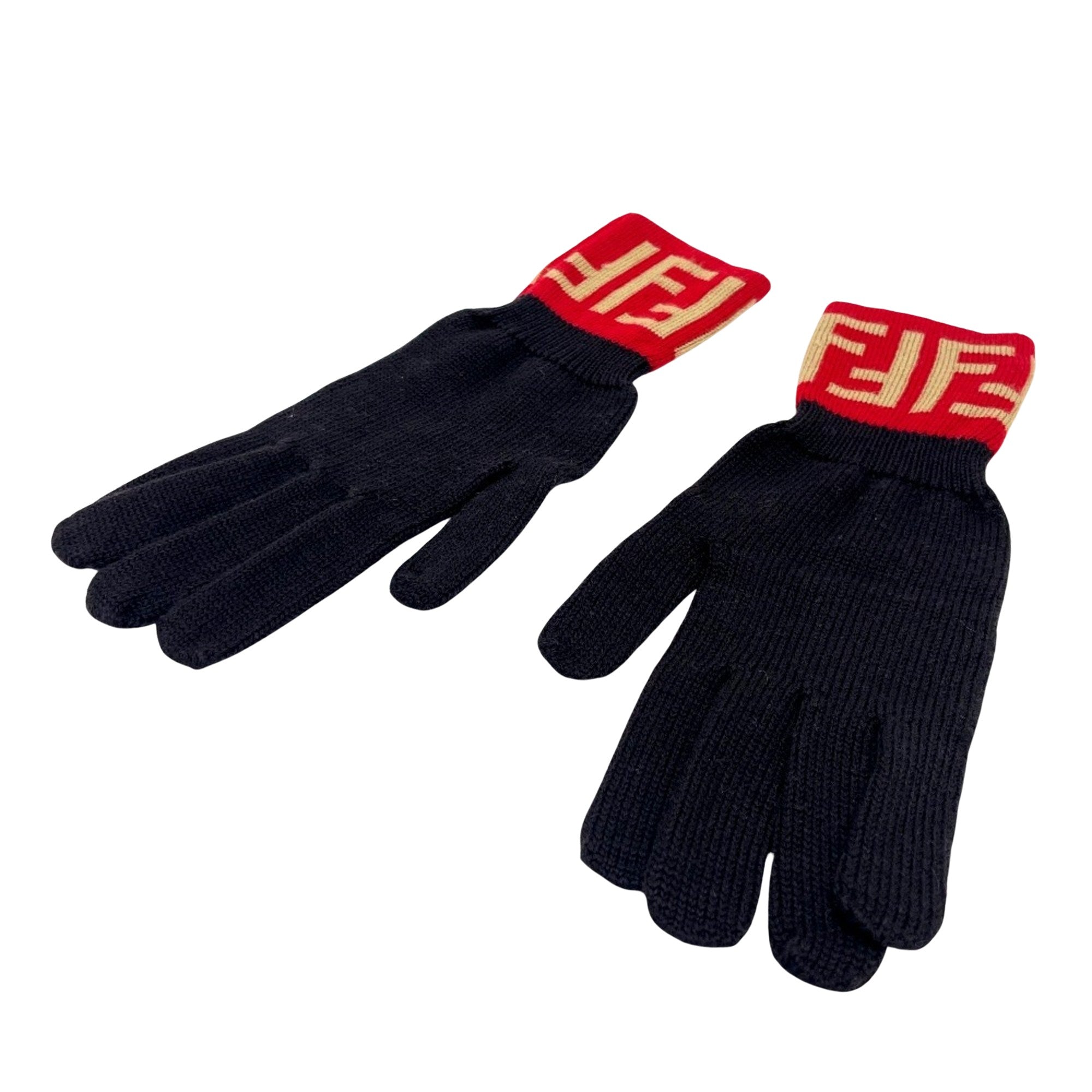 Fendi Brown Wool Gloves 