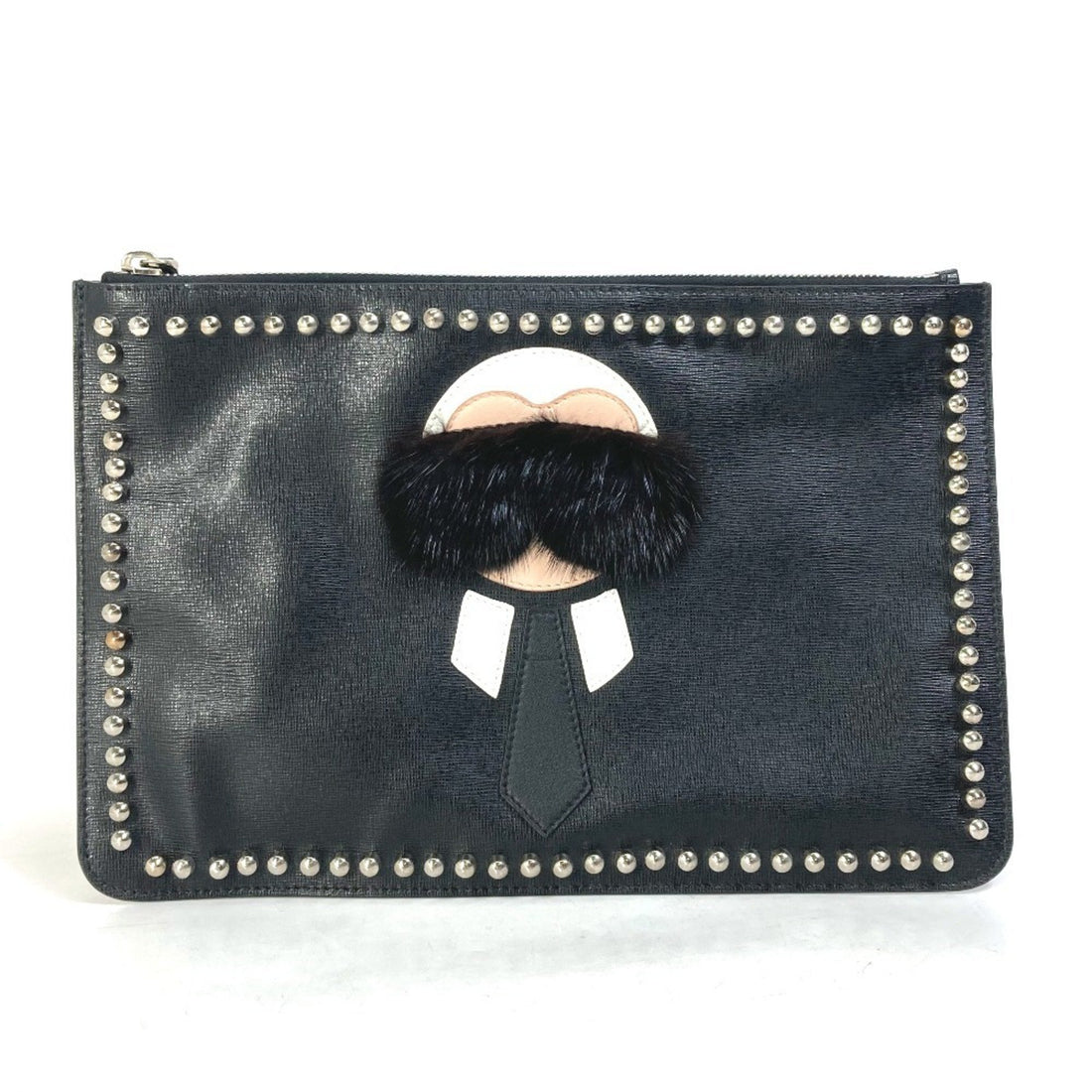 Fendi Karlito Black Fur Clutch Bag