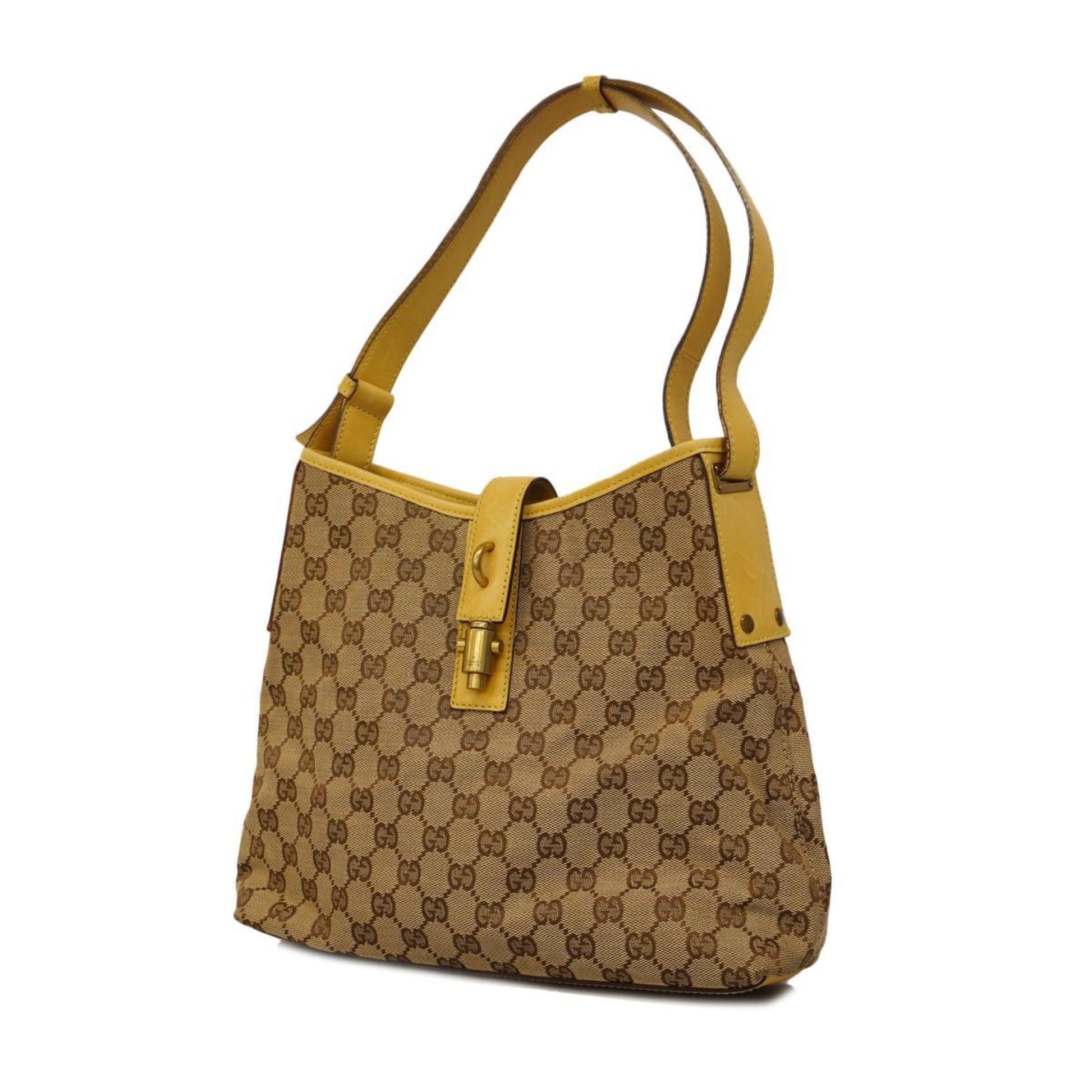 Gucci Jackie Brown Canvas Shoulder Bag