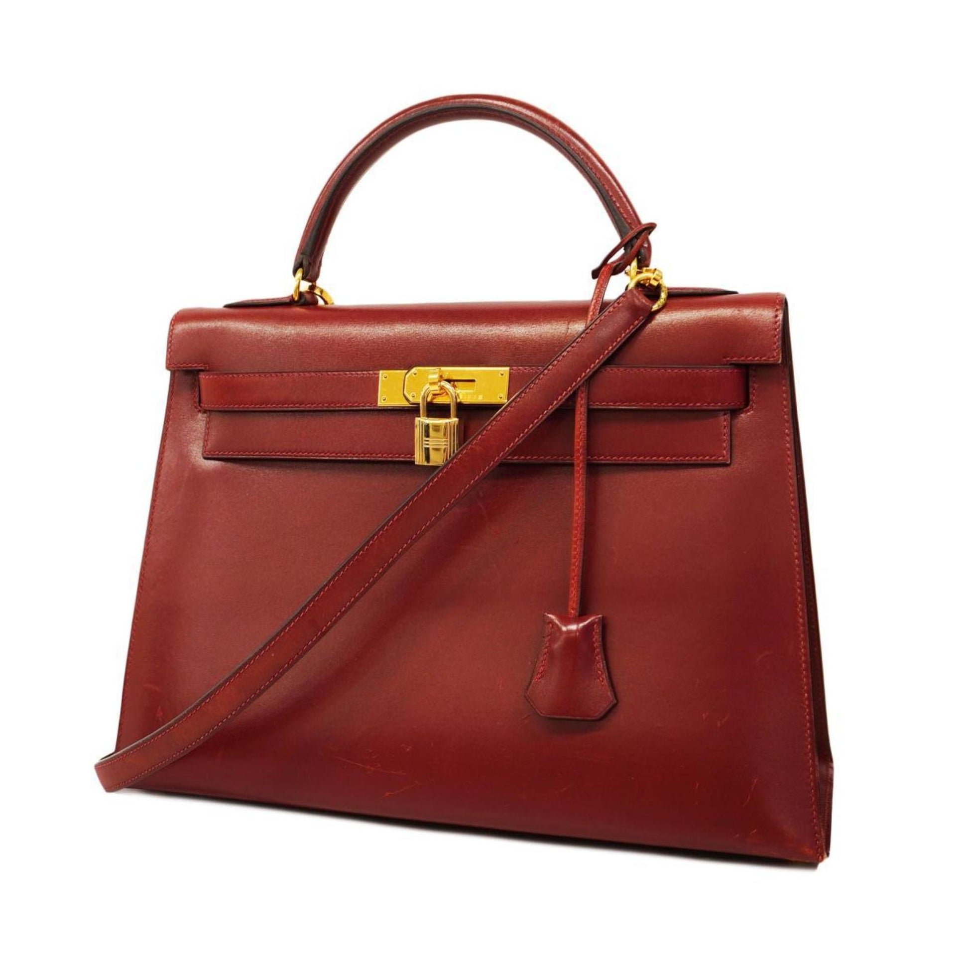 Hermès Kelly 32 Red Leather Handbag 