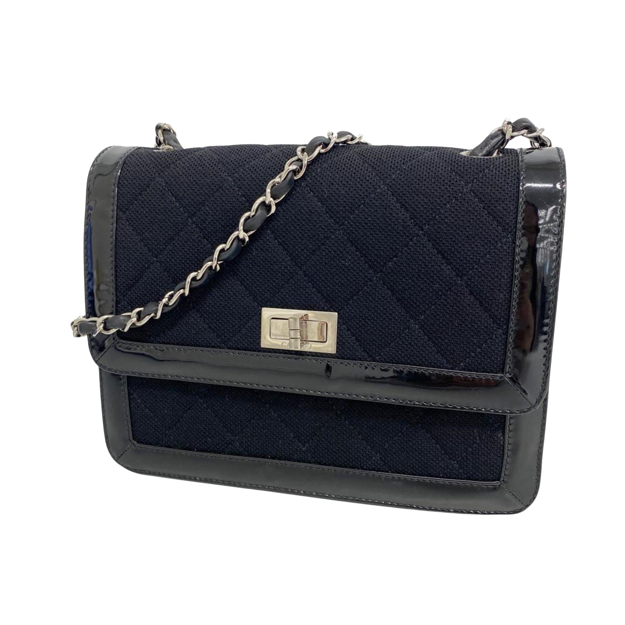 Chanel Matelassé Navy Canvas Shoulder Bag