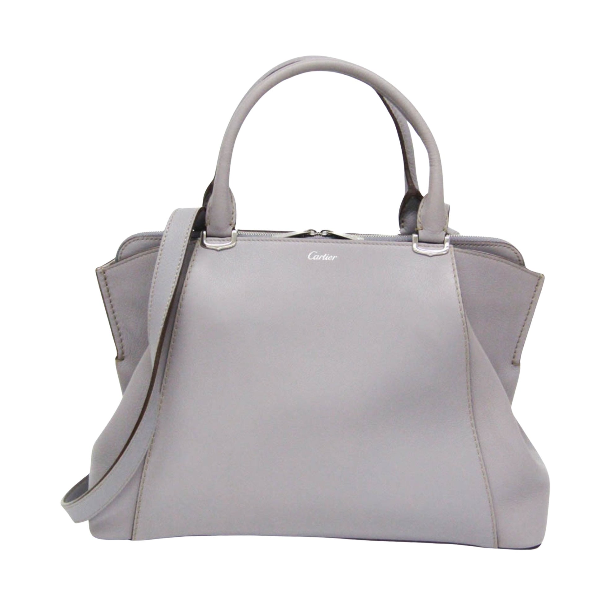 Cartier C de cartier Grey Leather Handbag 