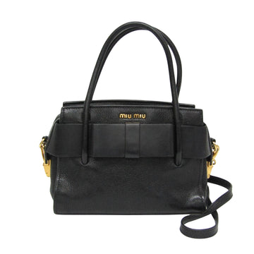 Miu Miu Madras Fiocco Black Leather Handbag 