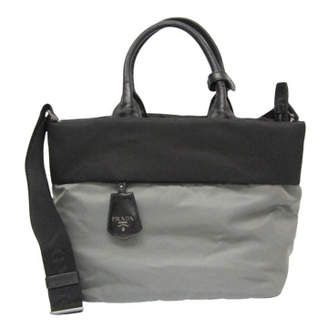 Prada Tessuto Grey Synthetic Handbag 