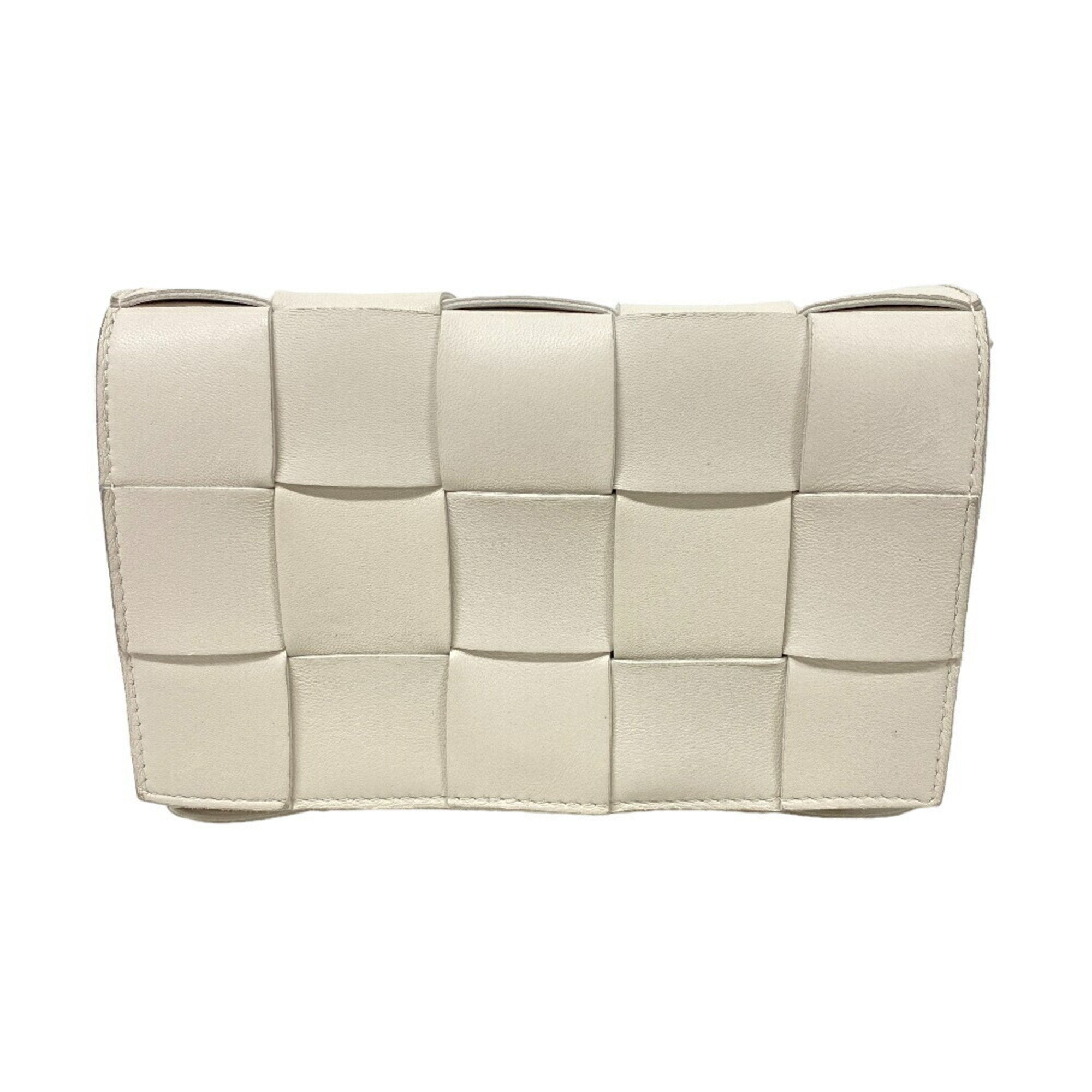 Bottega Veneta Cassette White Leather Shoulder Bag