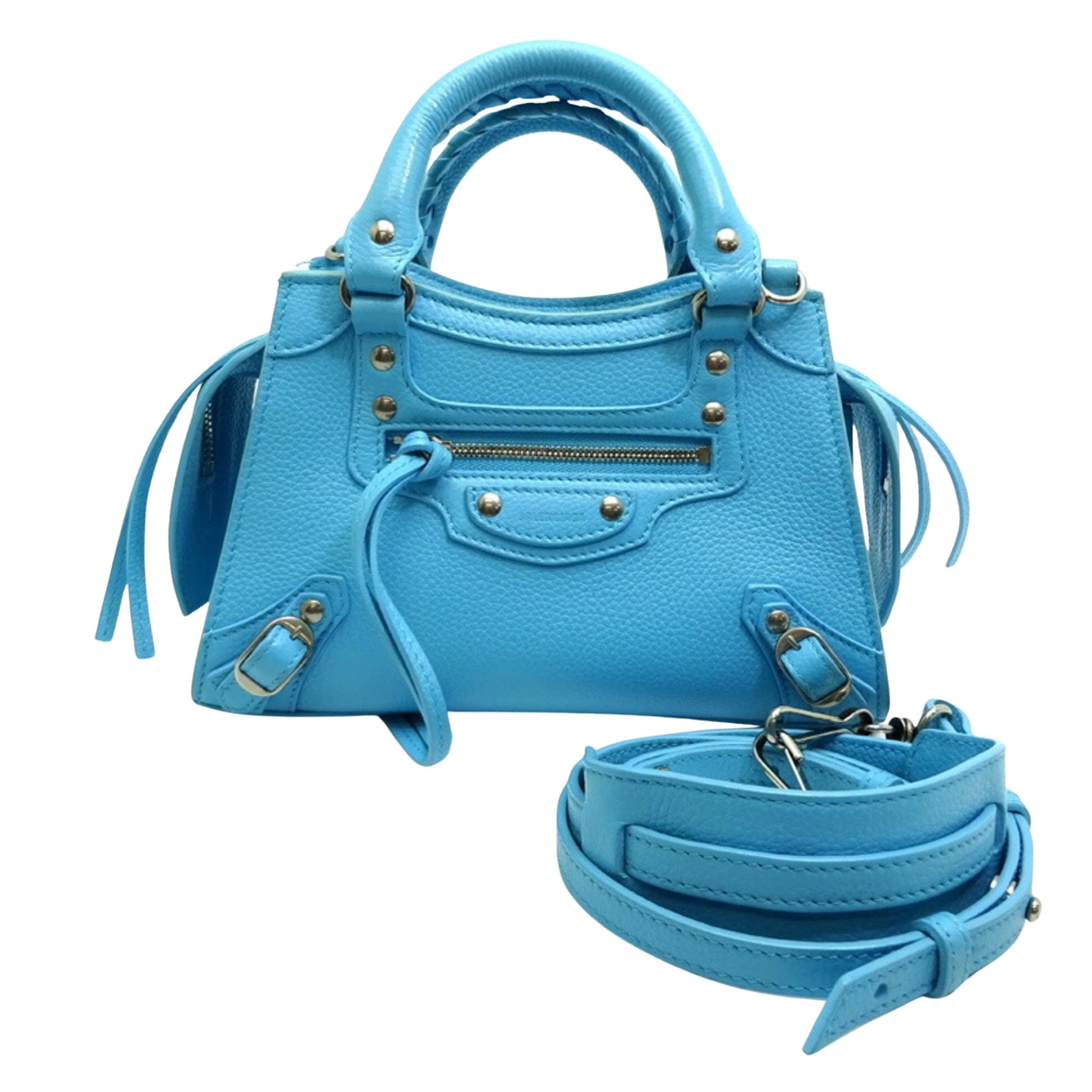 Balenciaga City Blue Leather Handbag 