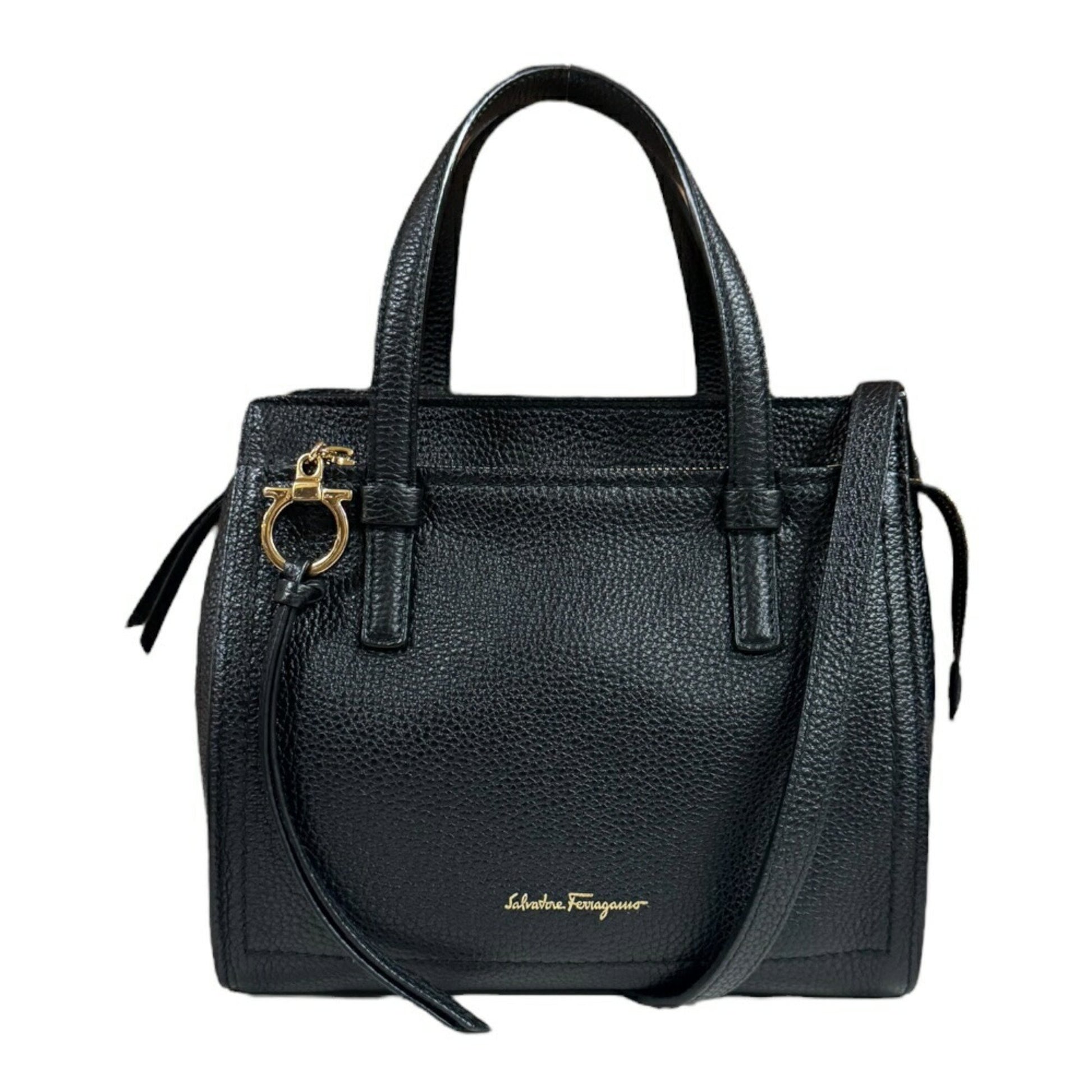 Salvatore Ferragamo Amy Black Leather Shoulder Bag