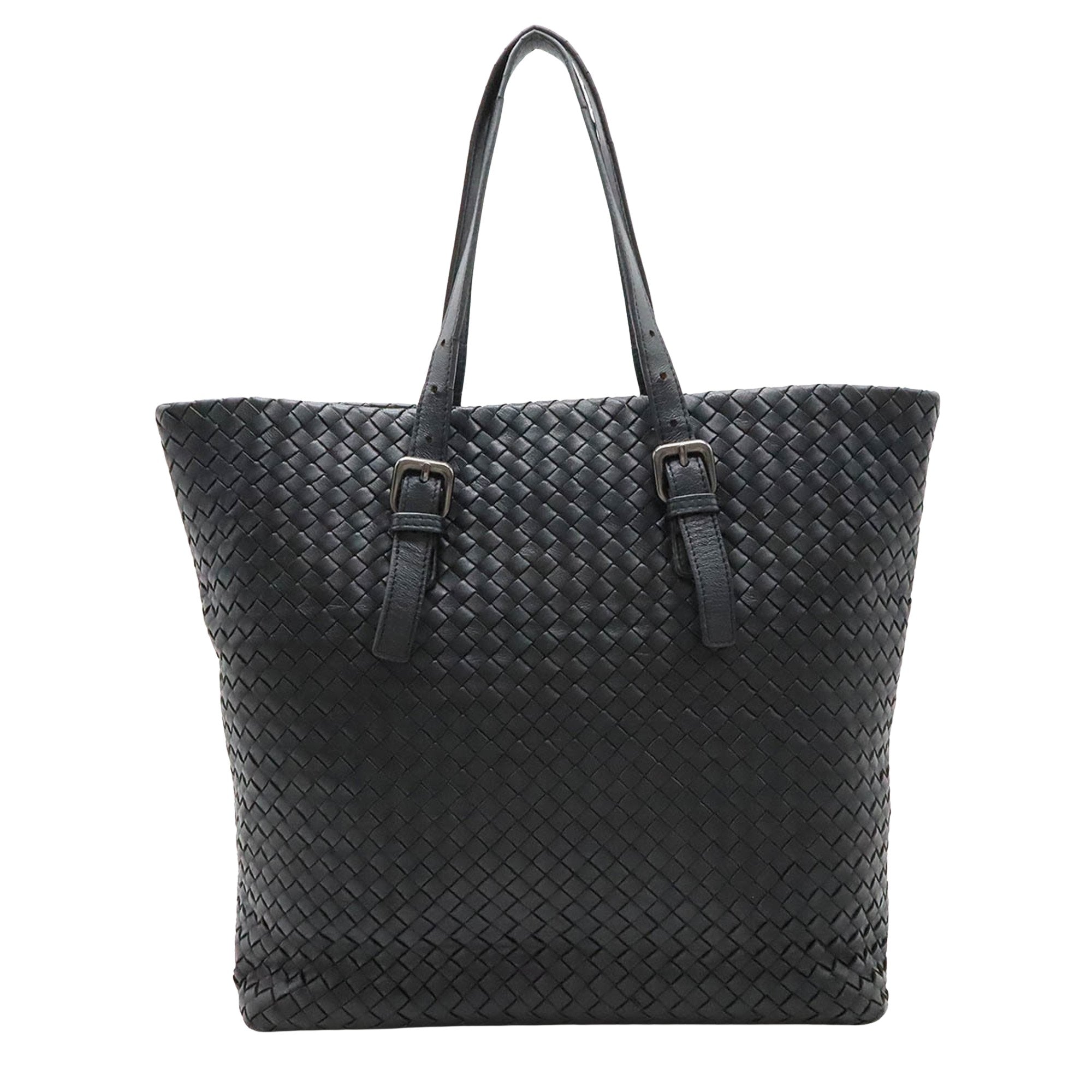 Bottega Veneta Intrecciato Black Leather Shoulder Bag