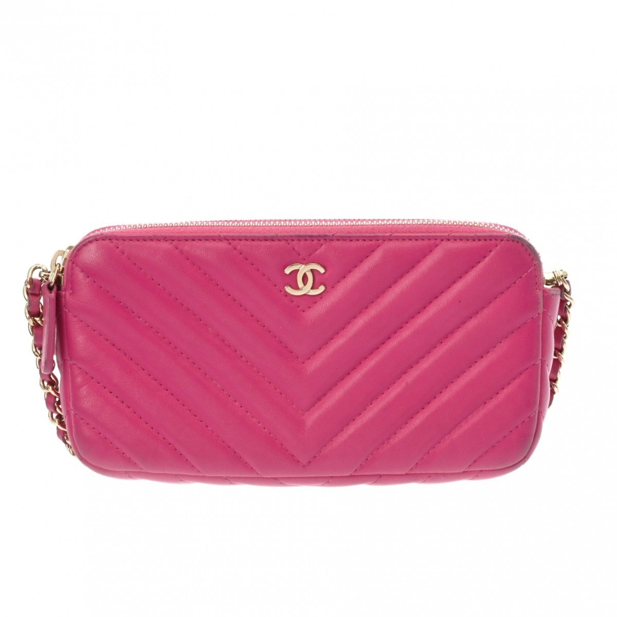 Chanel Wallet On Chain Pink Leather Shoulder Bag