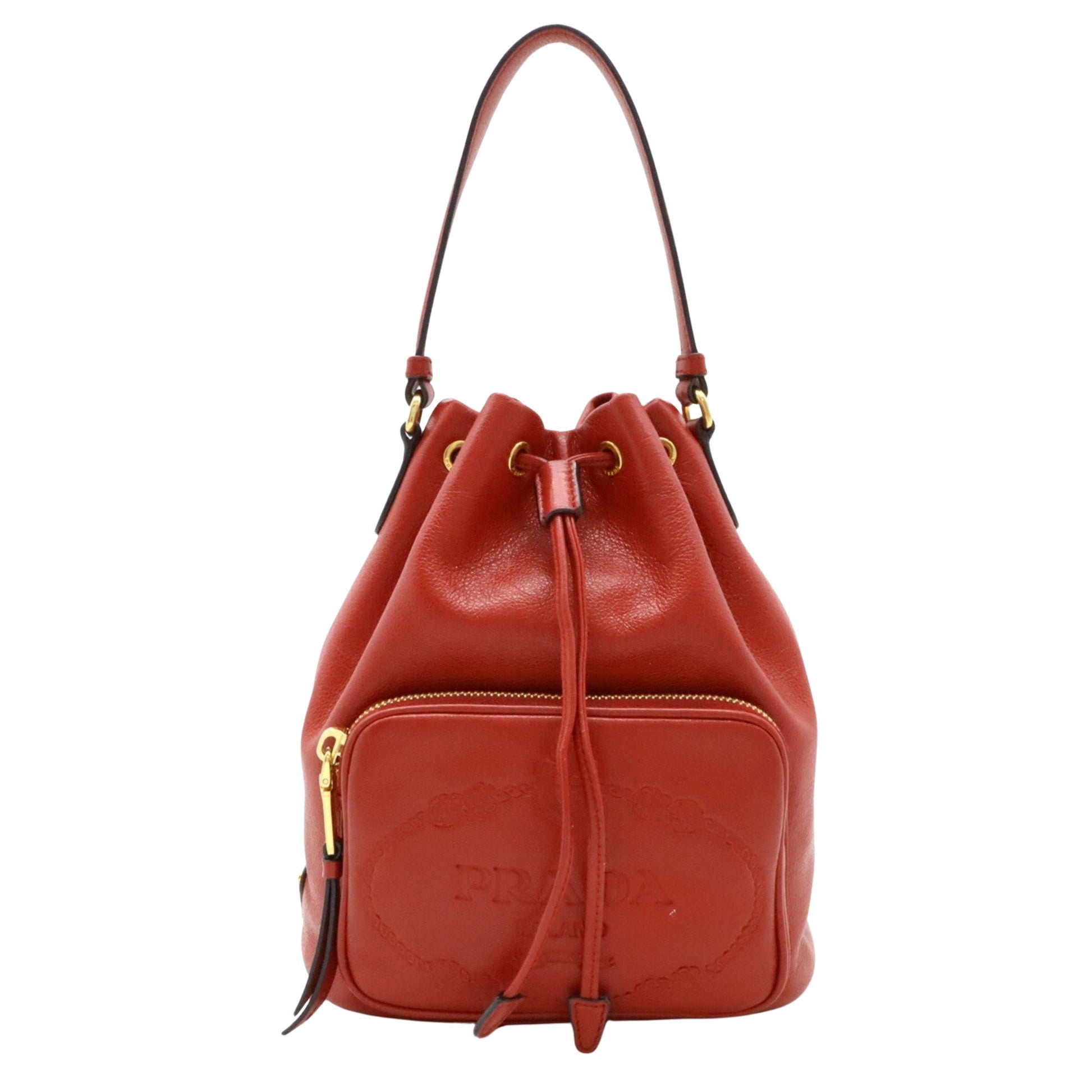 Prada Duet Red Leather Handbag 